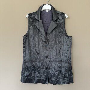 TravelSmith Pocket Vest Tunic Utility Women XL Gray Button Zip Pockets Silver